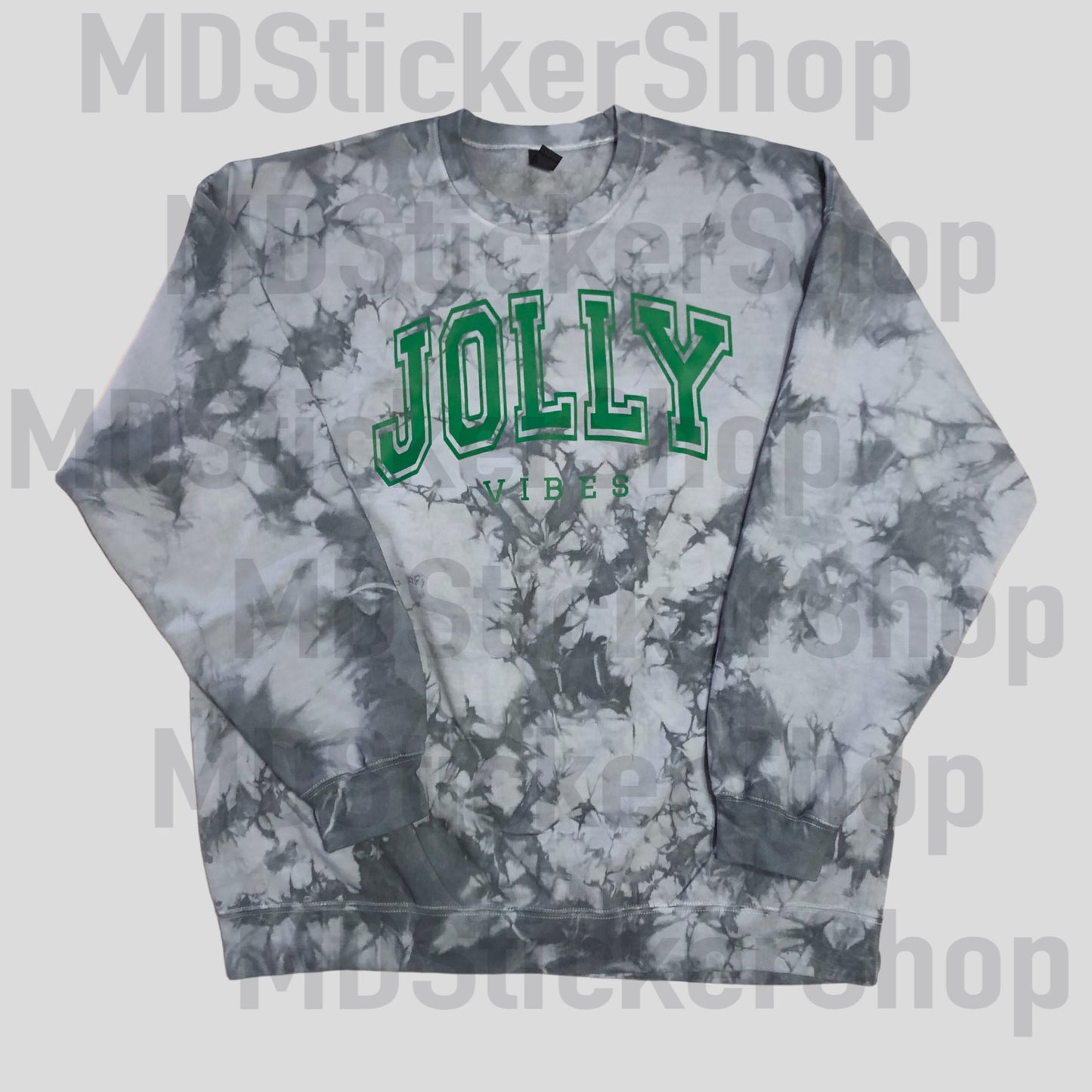 Jolly Vibes Dark Grey Tie Dyed Crewneck Sweatshirt