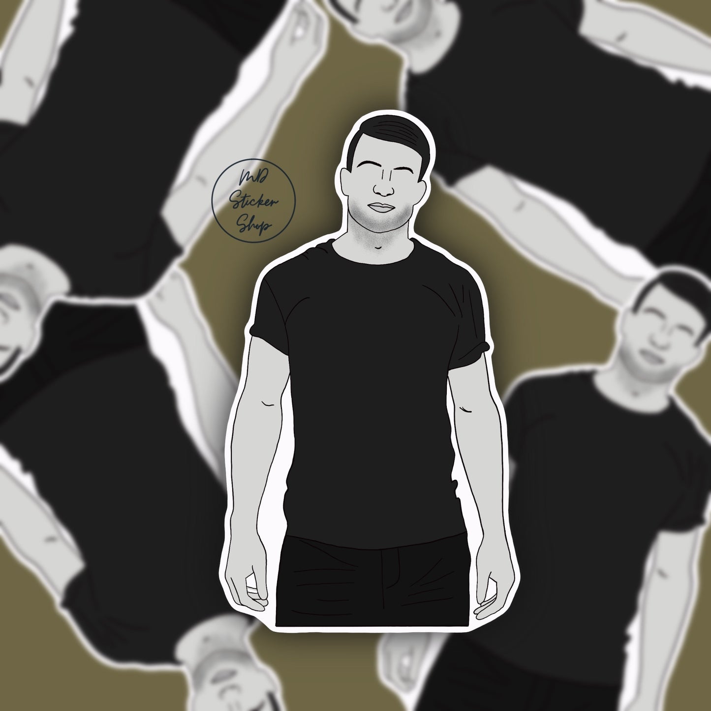 Sam Hunt Black and White Silhouette Sticker