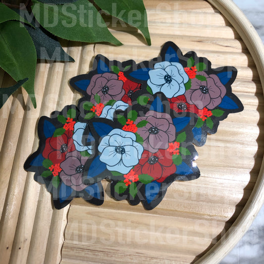 Christmas Floral Bouquet Vinyl Sticker