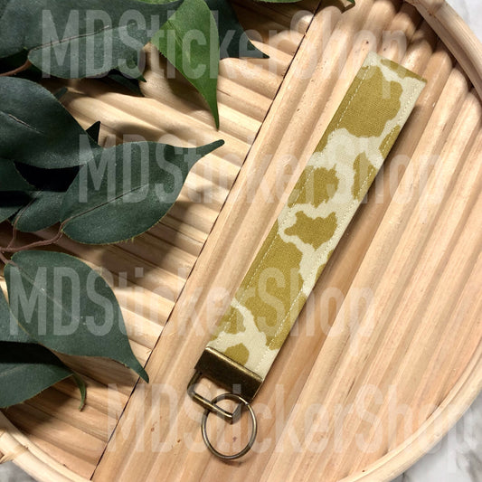 Safari Cow Print Fabric Keychain, Key Fob