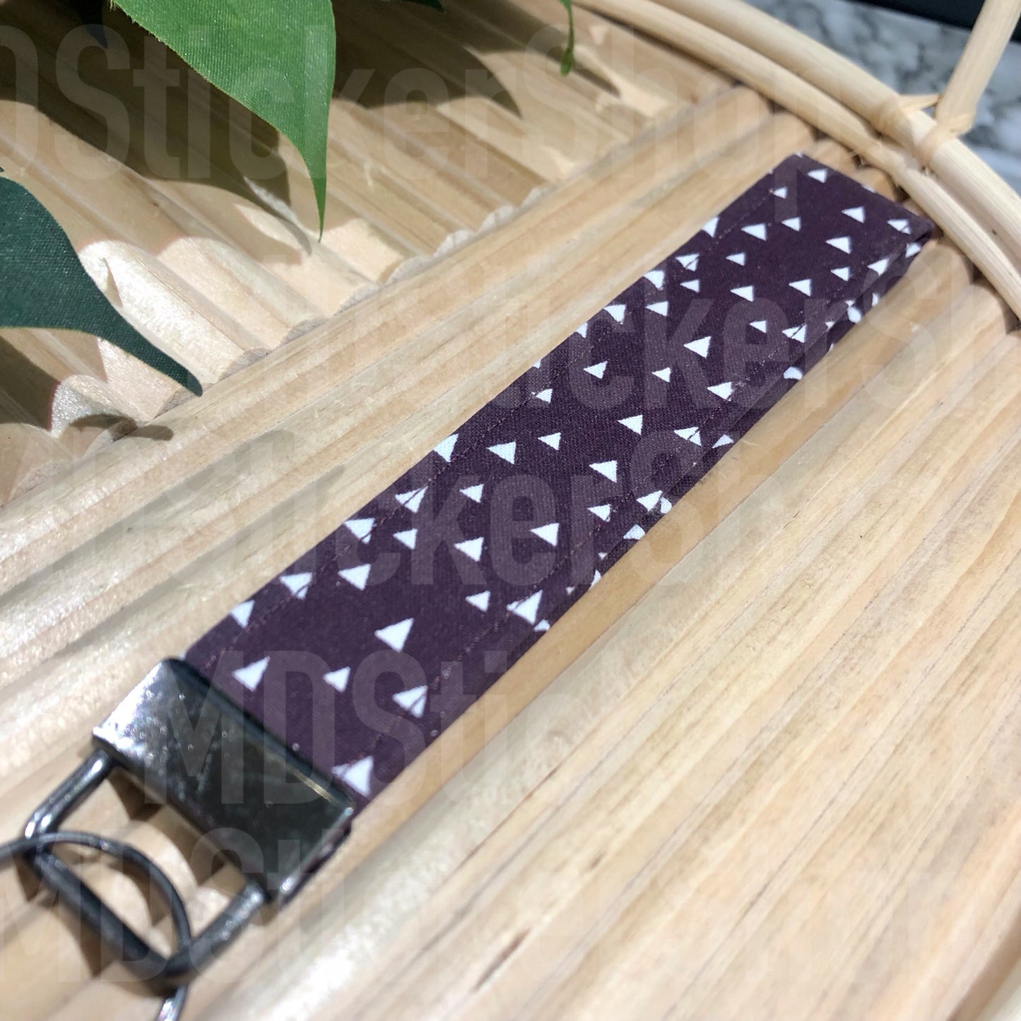 Eggplant Triangle Print Fabric Keychain