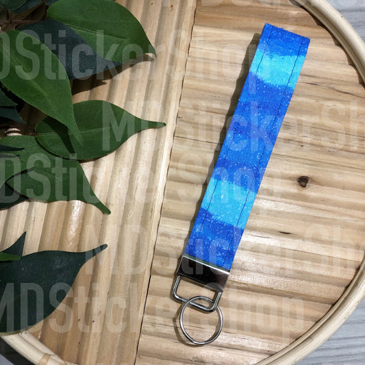 Ocean Waves Print Fabric Keychain, Key Fob