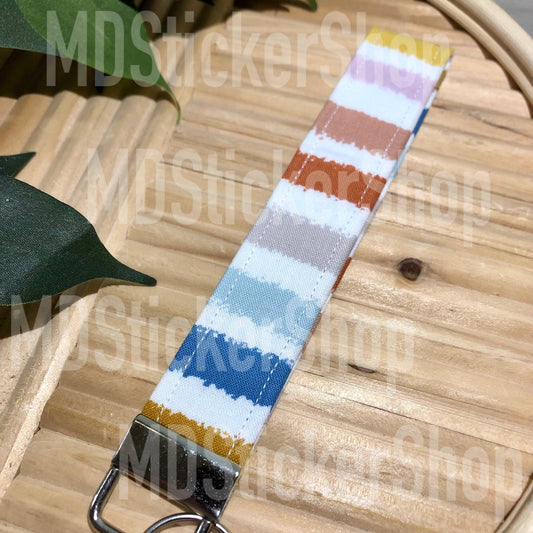 Bold Stripe Print Fabric Keychain, Key Fob