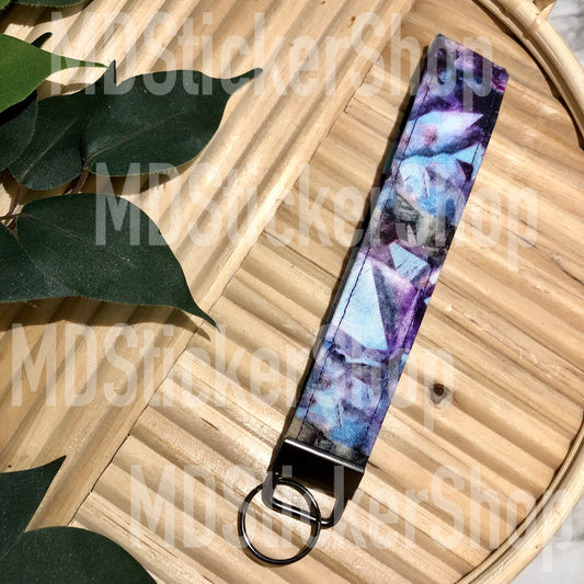 Amethyst Print Fabric Keychain, Key Fob