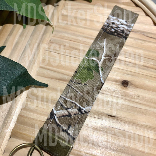 Real Tree Camo Print Fabric Keychain, Key Fob
