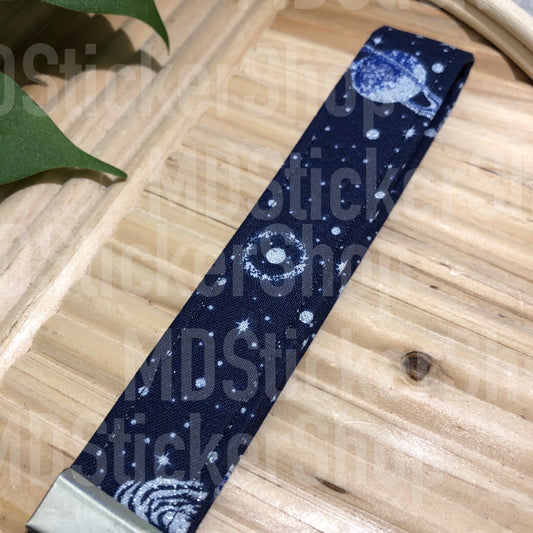 Glitter Space Print Fabric Keychain, Key Fob