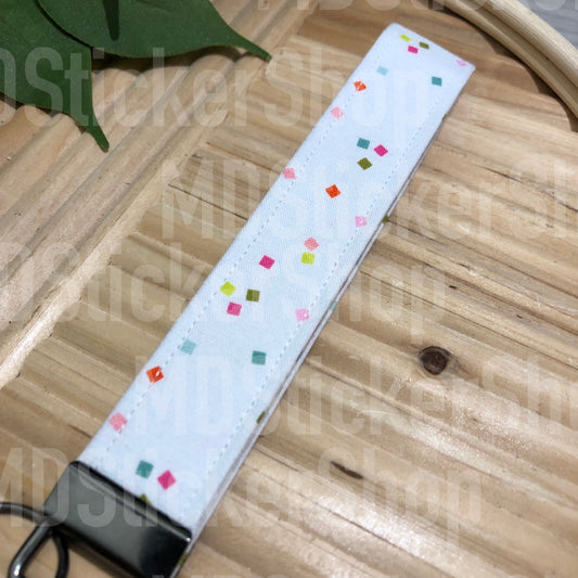 Confetti Print Fabric Keychain, Key Fob