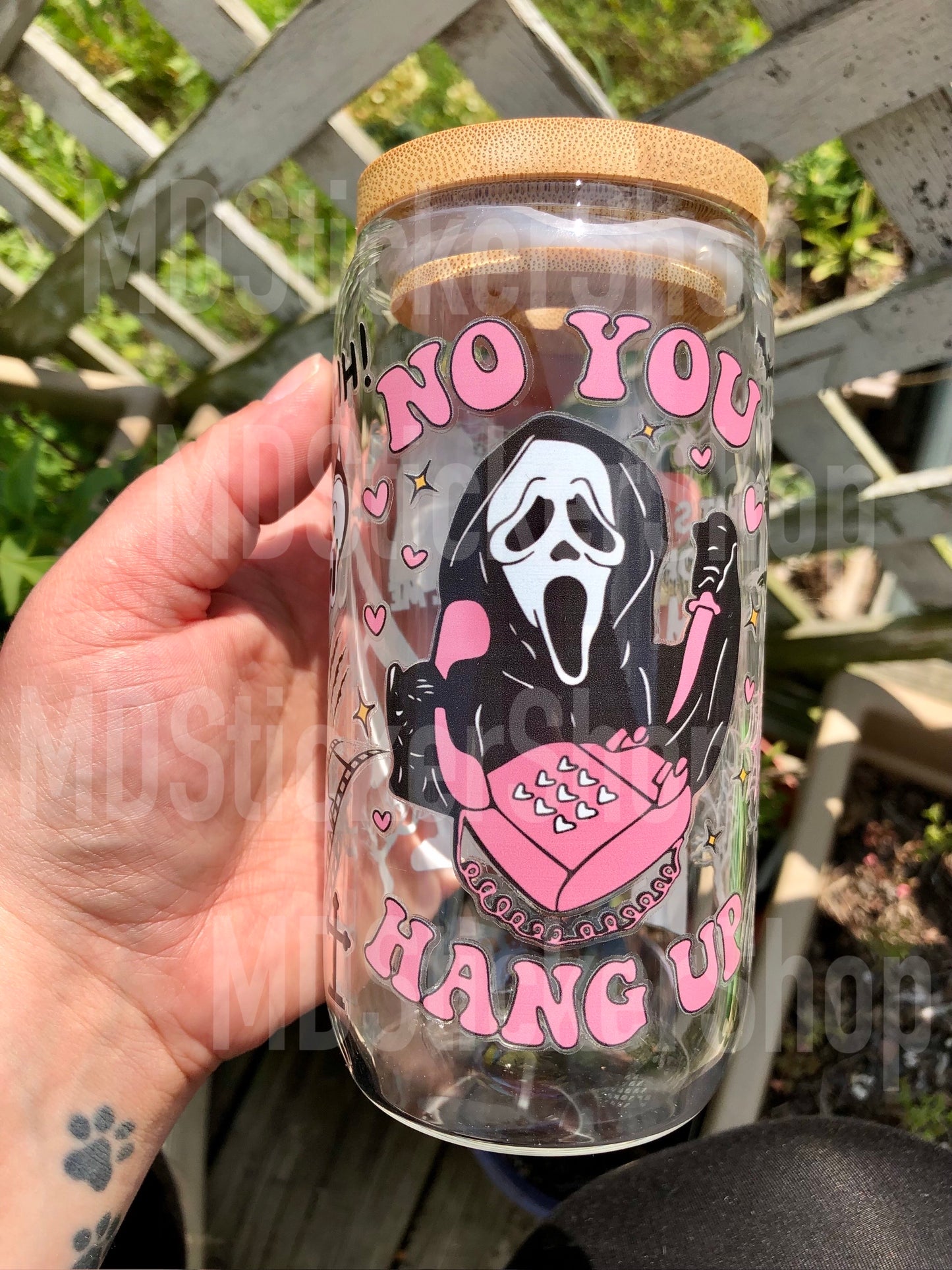No You Hang Up Ghost(Face) Halloween Beer Can Glass Cup