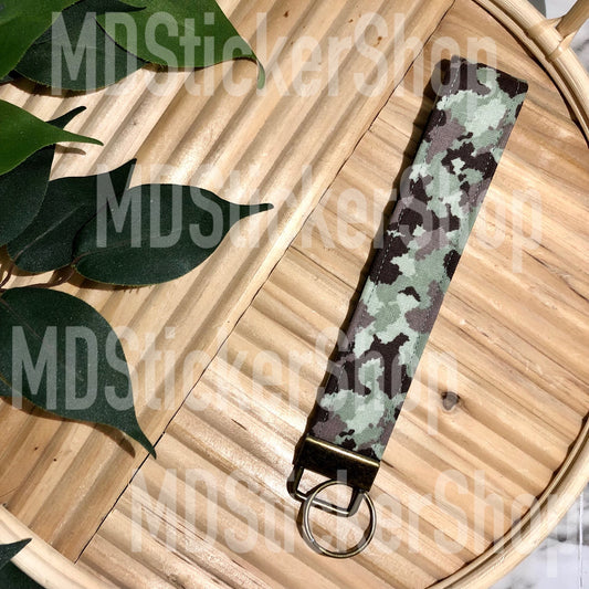 Camo Print Fabric Keychain, Key Fob