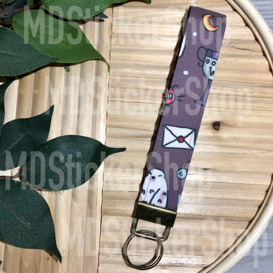 Magical Icons Print Fabric Keychain, Key Fob