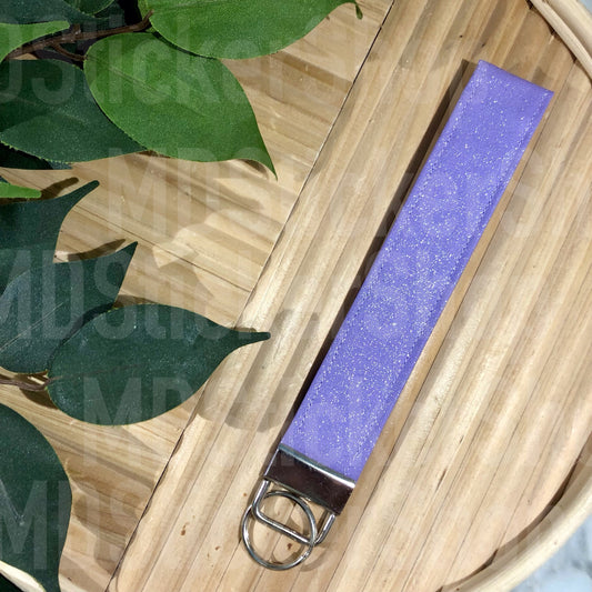 Purple Glitter Print Fabric Keychain