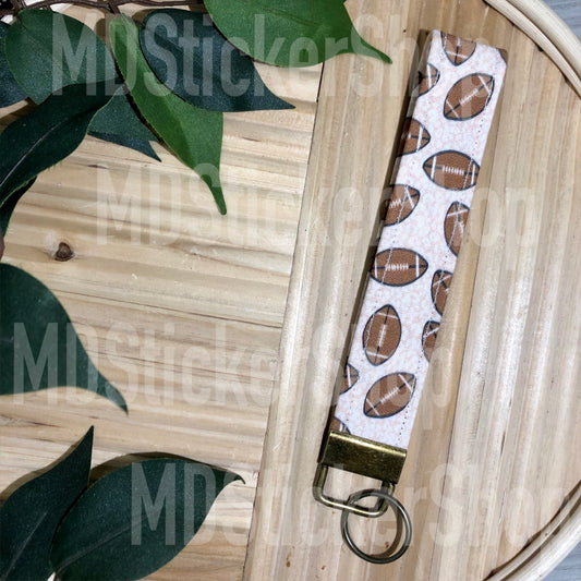 Football Cheetah Print Fabric Keychain, Key Fob
