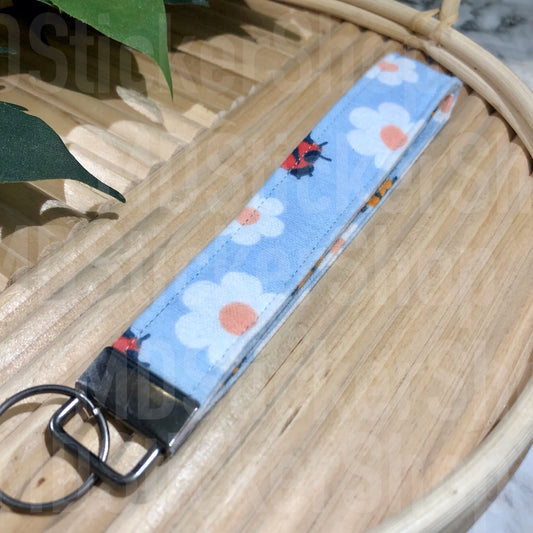 Ladybug Flannel Print Fabric Keychain