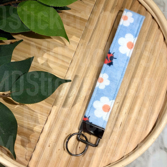 Ladybug Flannel Print Fabric Keychain