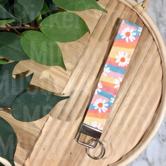 Groovy Floral Print Fabric Keychain