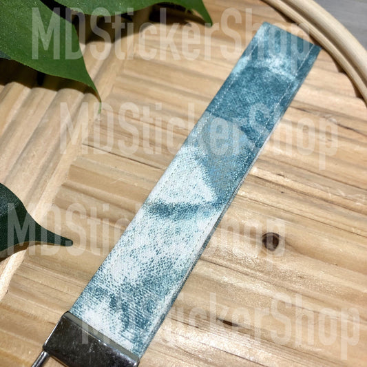 Belle Green Print Fabric Keychain, Key Fob