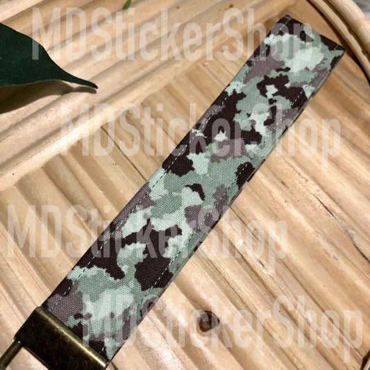 Camo Print Fabric Keychain, Key Fob