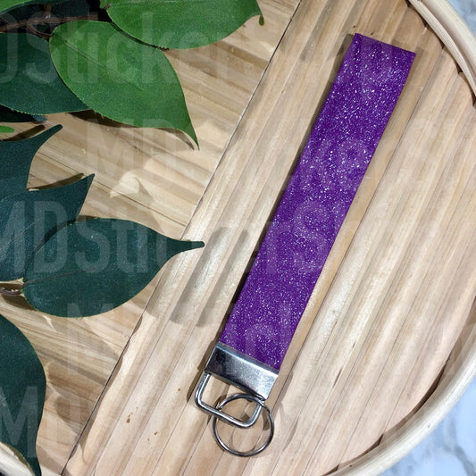 Plum Glitter Print Fabric Keychain