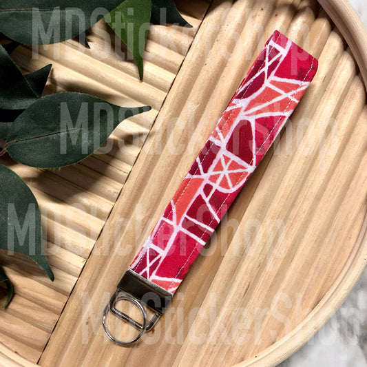 Ruby Geometric Print Fabric Keychain, Key Fob
