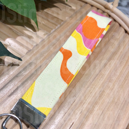 Wavy Warm Stripe Print Fabric Keychain