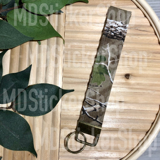 Real Tree Camo Print Fabric Keychain, Key Fob