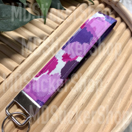Purple Swatch Print Fabric Keychain, Key Fob