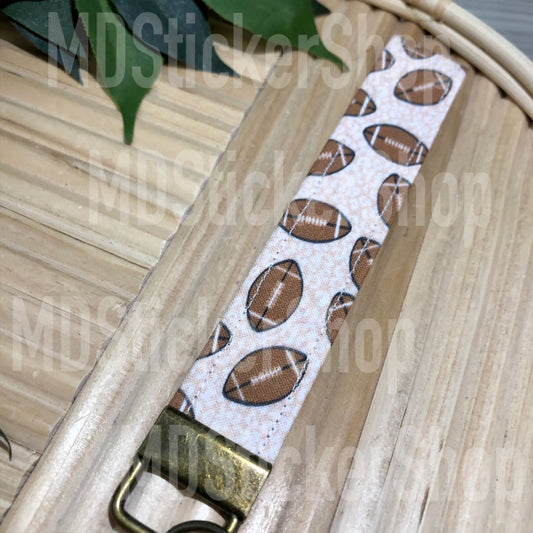 Football Cheetah Print Fabric Keychain, Key Fob