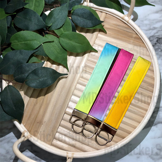 Ombré Rainbow Print Fabric Keychain, Key Fob