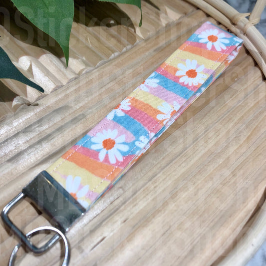 Groovy Floral Print Fabric Keychain
