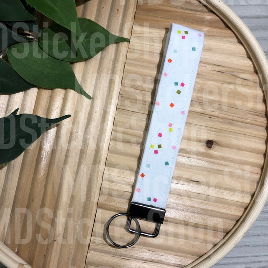 Confetti Print Fabric Keychain, Key Fob