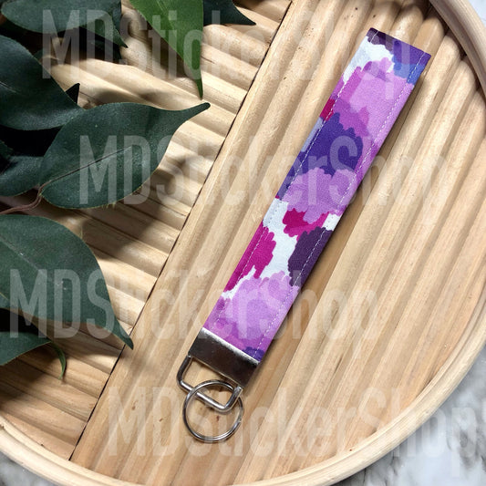 Purple Swatch Print Fabric Keychain, Key Fob