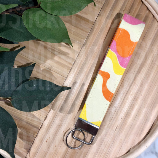 Wavy Warm Stripe Print Fabric Keychain