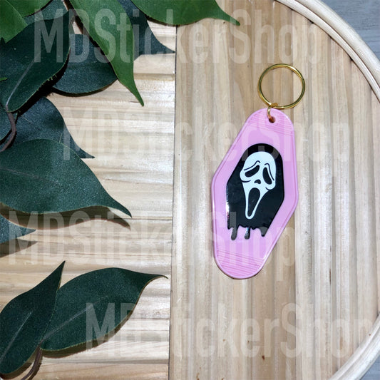Ghost Face Hotel Keychain, Acrylic Keychain