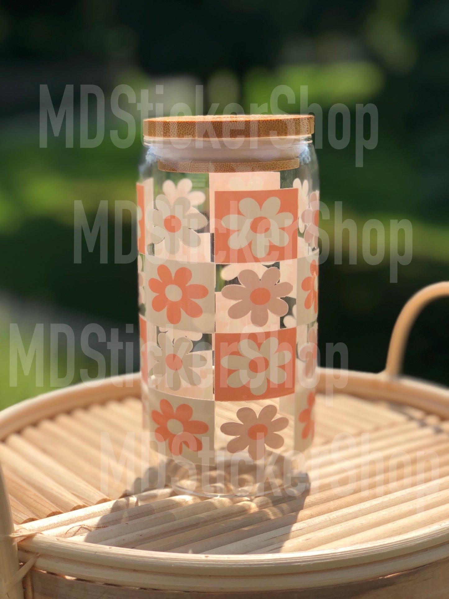 Daisy Check Beer Can Glass Cup