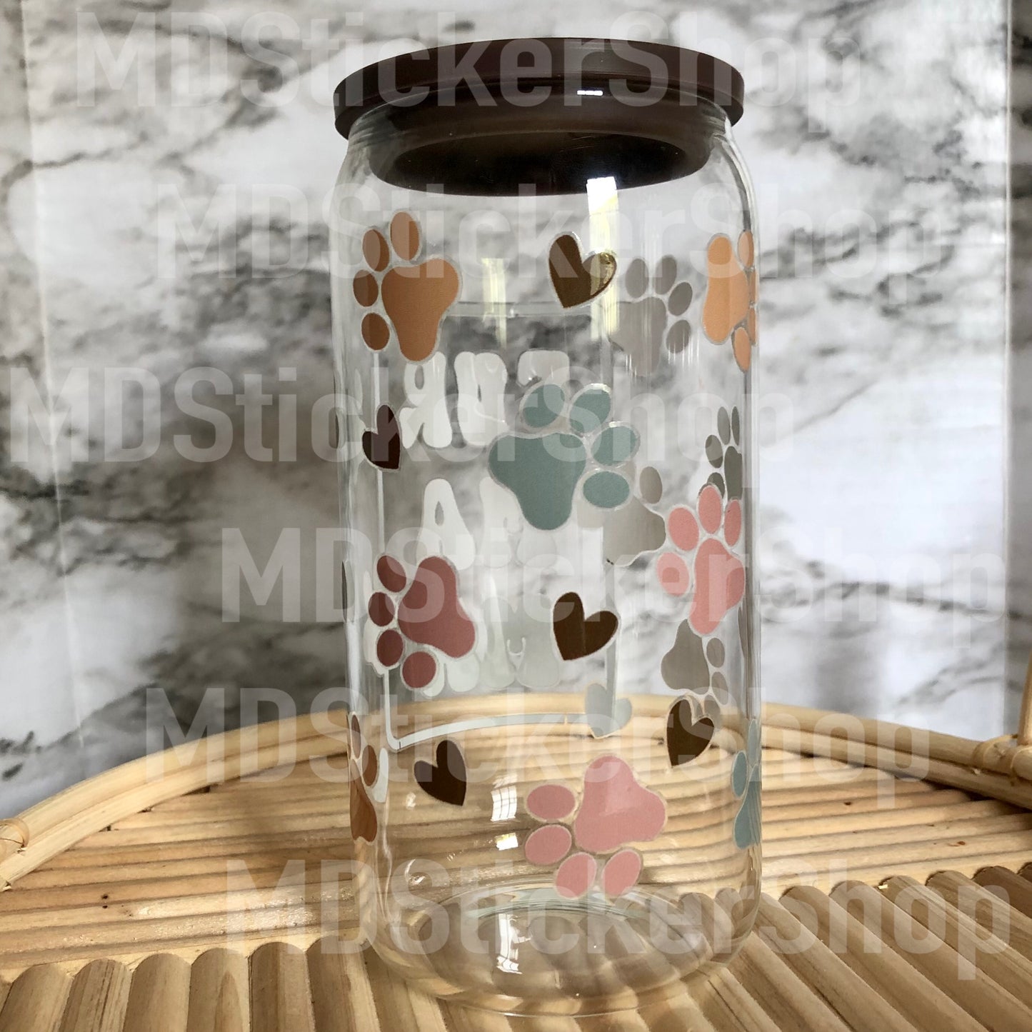 Fur Mama Paw Print Beer Can Glass Cup