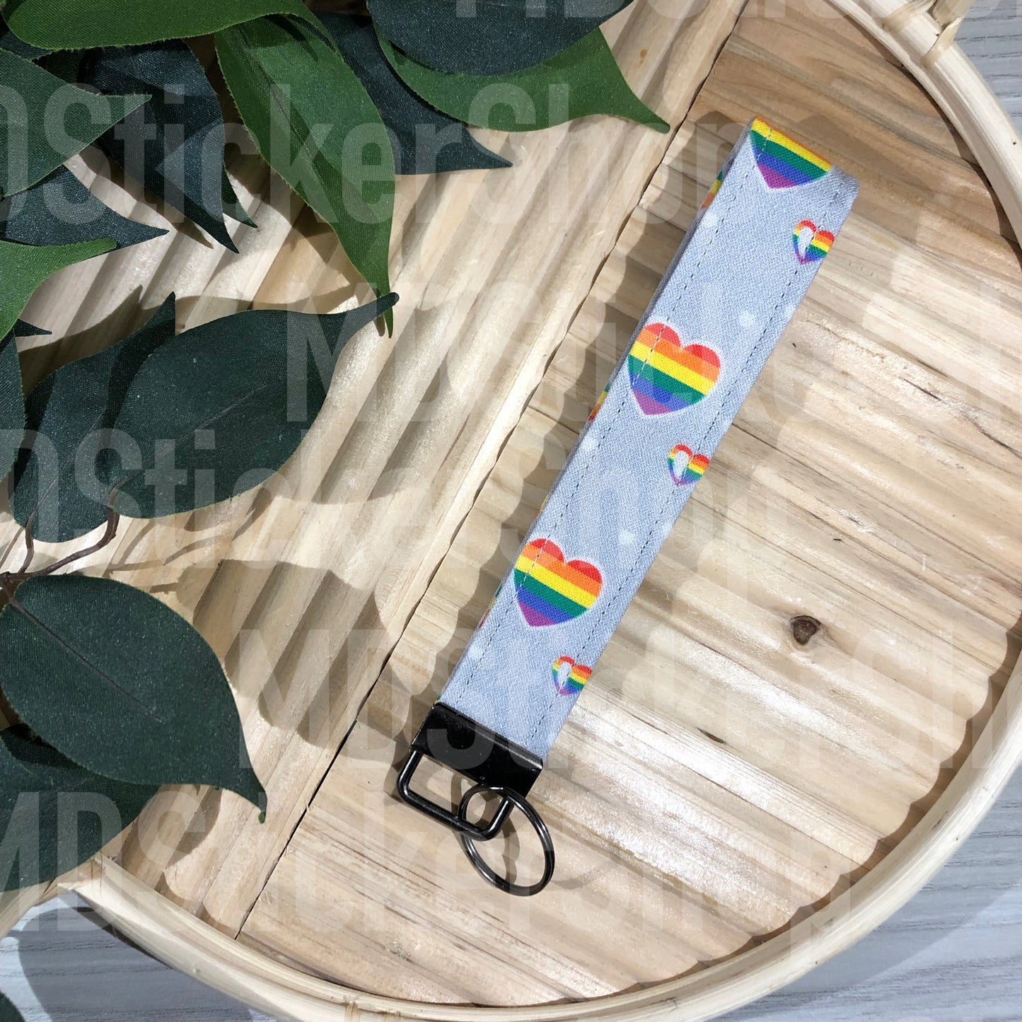 Rainbow Heart/Pride Print Fabric Keychain, Key Fob