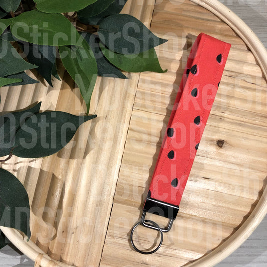 Watermelon Print Fabric Keychain, Key Fob