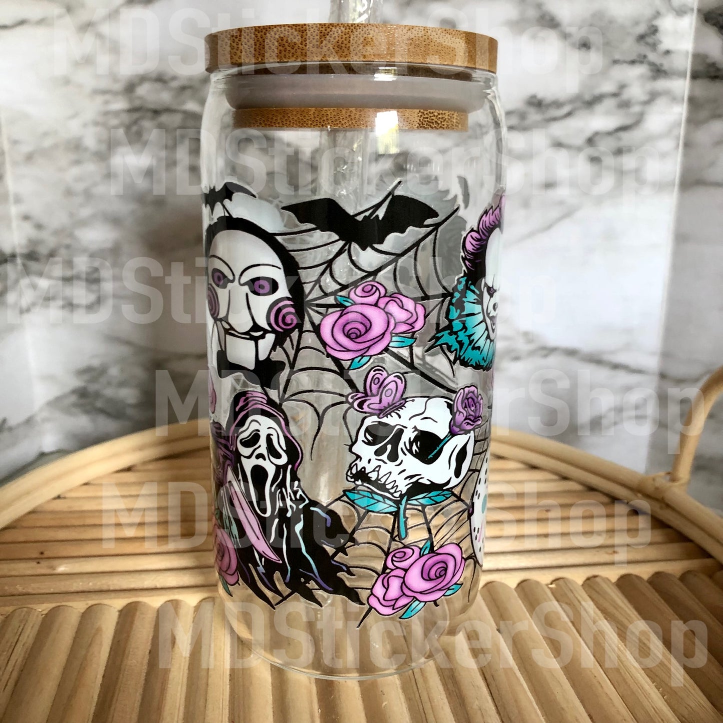 Horror Characters Halloween Beer Can Glass Cup