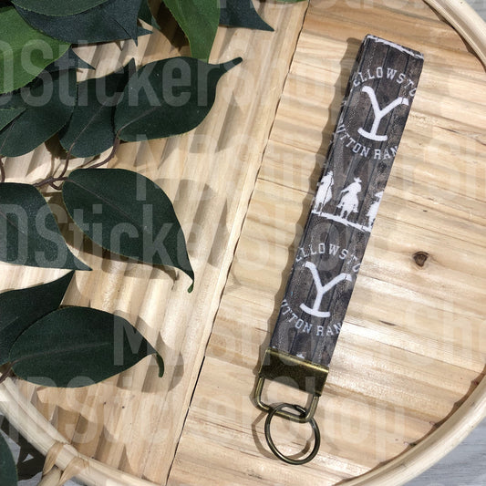 YS Dutton Ranch Print Fabric Keychain, Key Fob