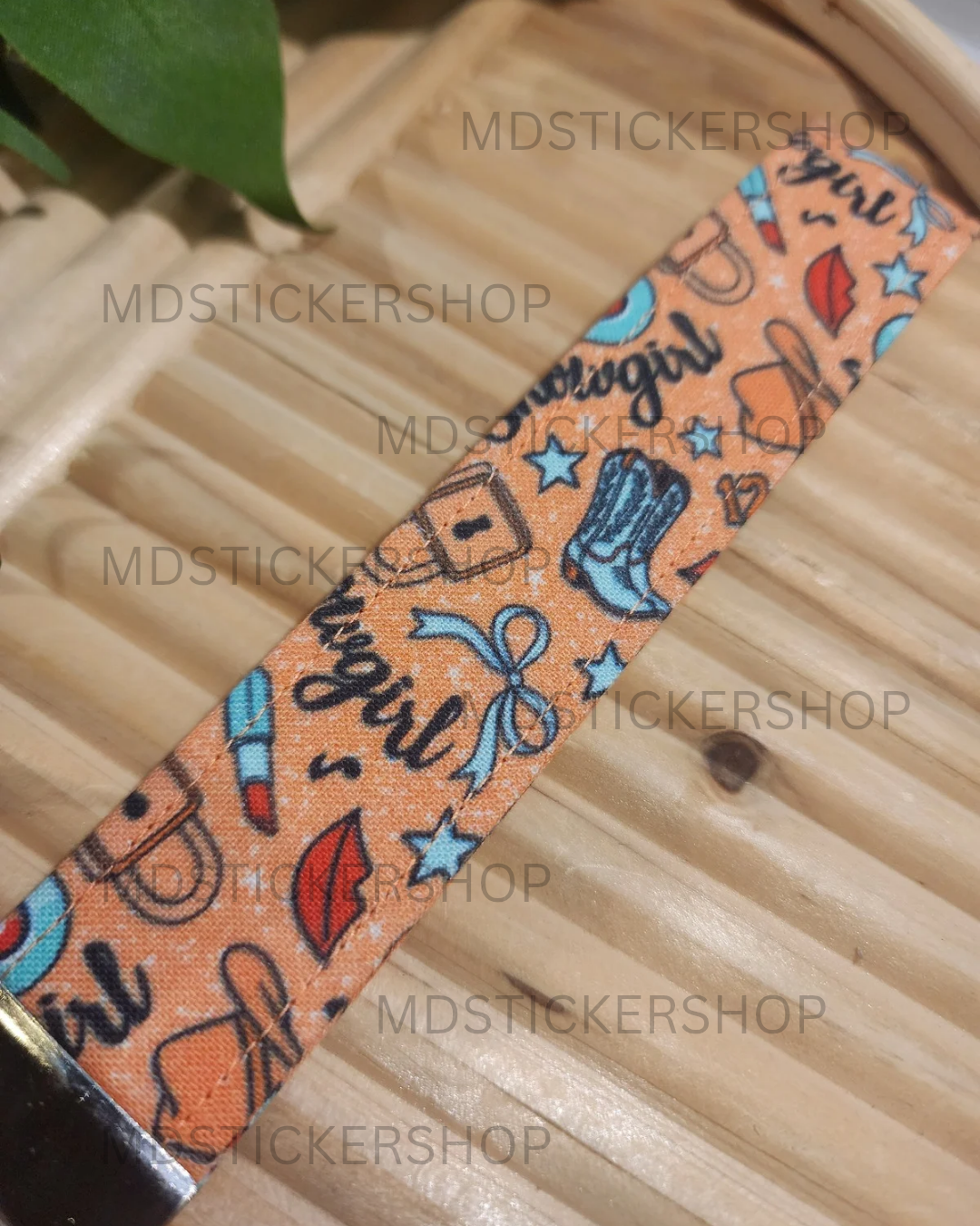 Showgirl in Orange Print Fabric Keychain, Key Fob
