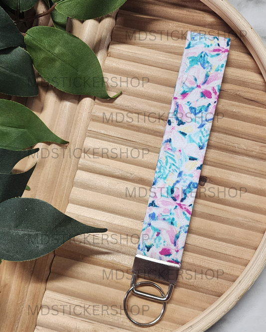 Betty Floral Print Fabric Keychain, Key Fob