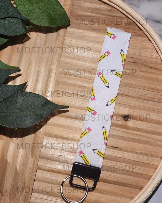 Pencil Print Fabric Keychain, Key Fob