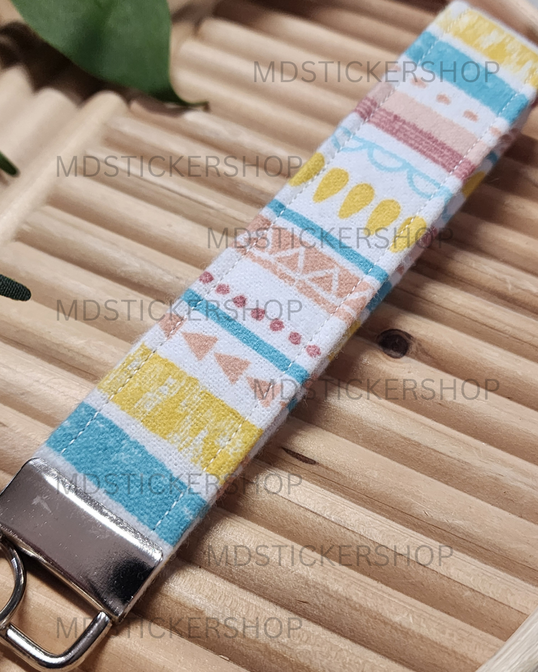 Darcy Stripe Print Fleece Fabric Keychain, Key Fob
