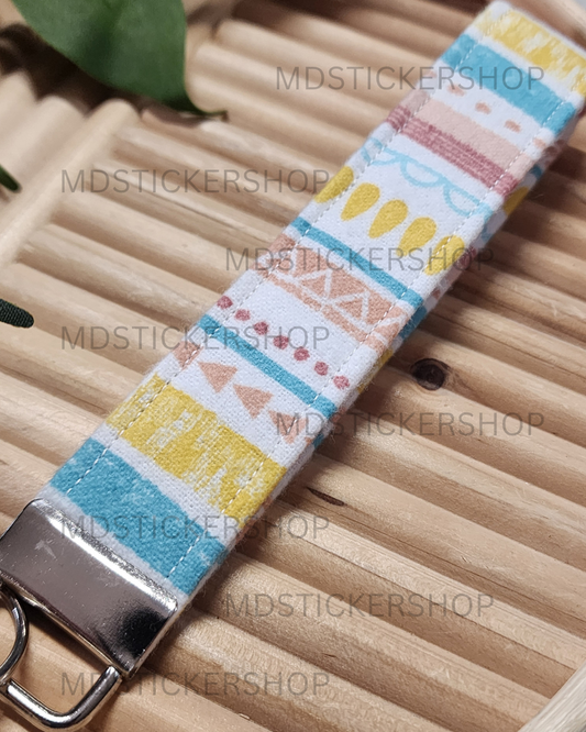 Darcy Stripe Print Fleece Fabric Keychain, Key Fob