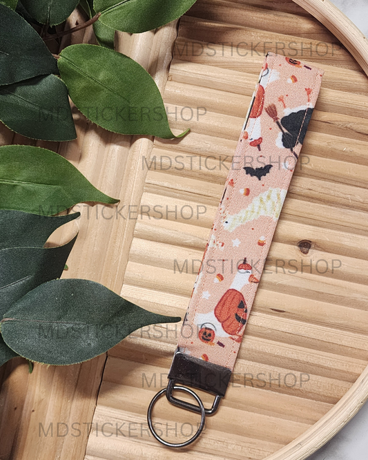 Halloween Geese Print Fabric Keychain, Key Fob