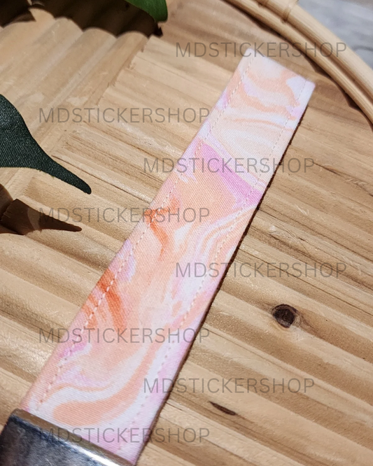 Sorbet Swirl Print Fabric Keychain, Key Fob