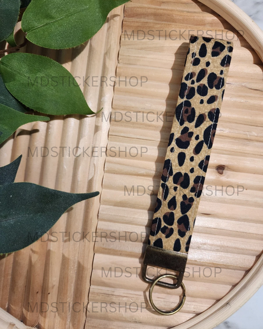 Cheetah Girl Print Fabric Keychain, Key Fob