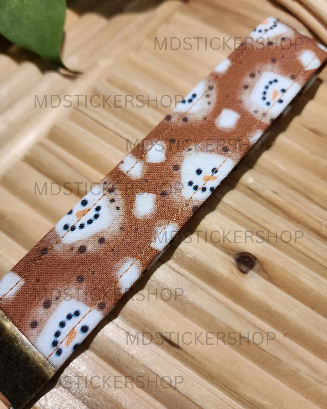 Snowman Hot Cocoa Print Fabric Keychain, Key Fob