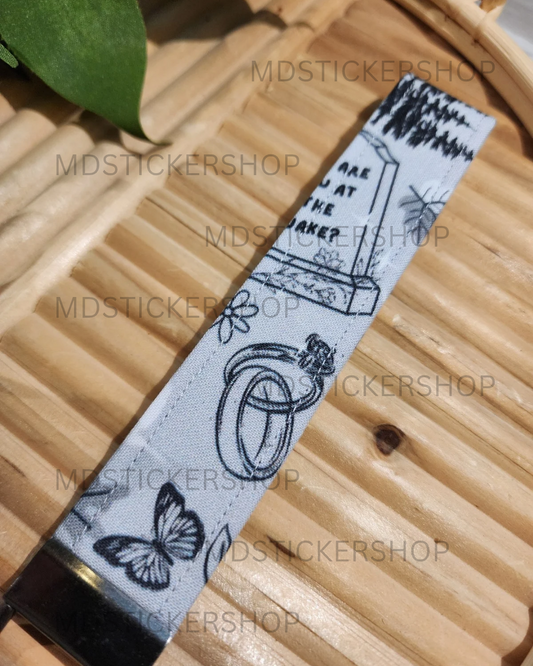 Folklore Print Fabric Keychain, Key Fob