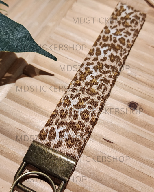Soft Leopard Print Fabric Keychain, Key Fob